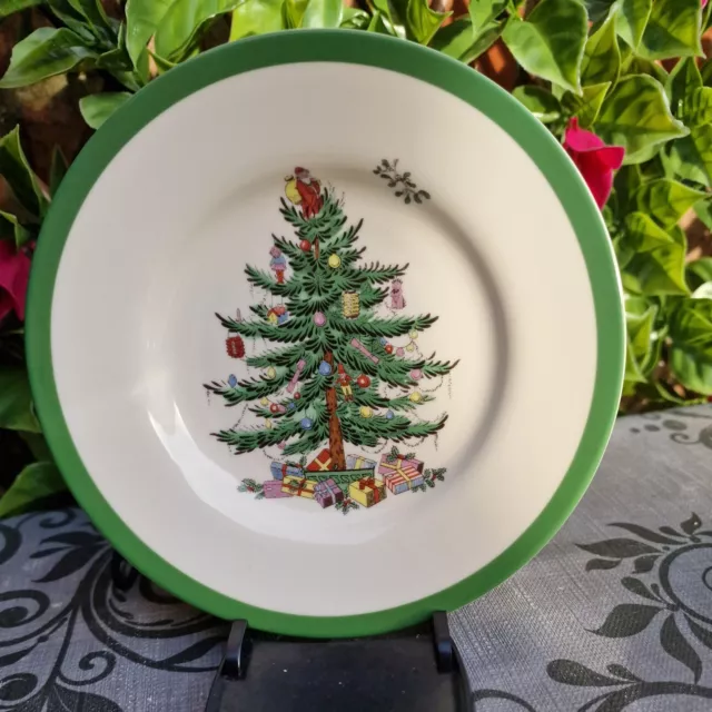 Spode Christmas Tree Green Band 6½" Christmas Bread Side Biscuit Plate