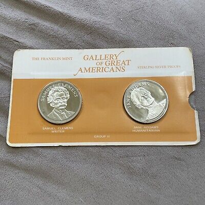 1970 Gallery of Great Americans .925 Silver Proof Medals of S.Clemens & J.Addams