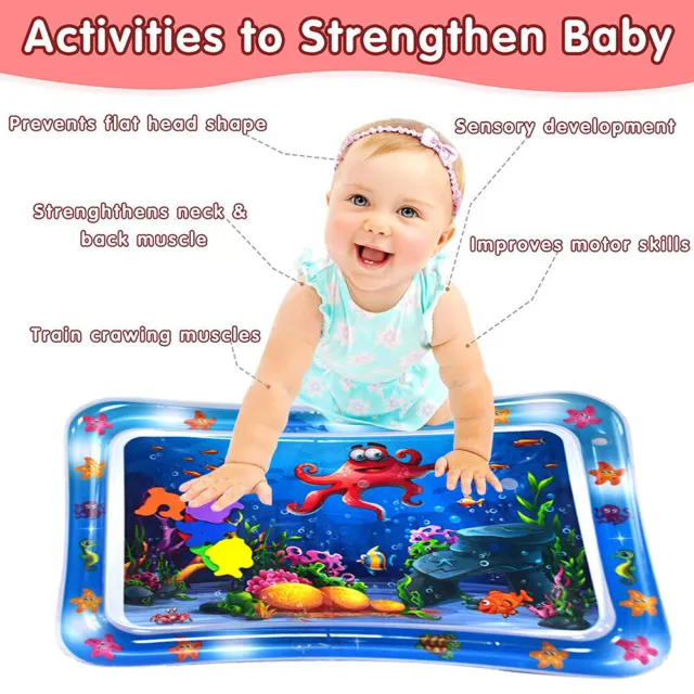 Animal Water Mat PVC Baby Water Play Mat Double Edge for Activity (Octopus)
