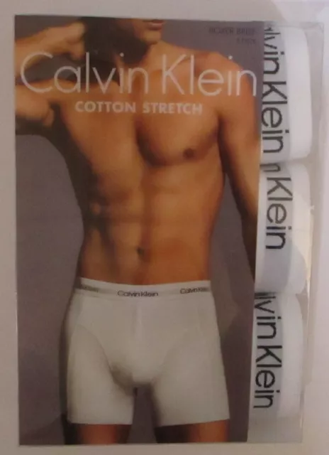 3 Genuine Calvin Klein Mens Size Small Cotton Stretch White Boxer Briefs Nwt