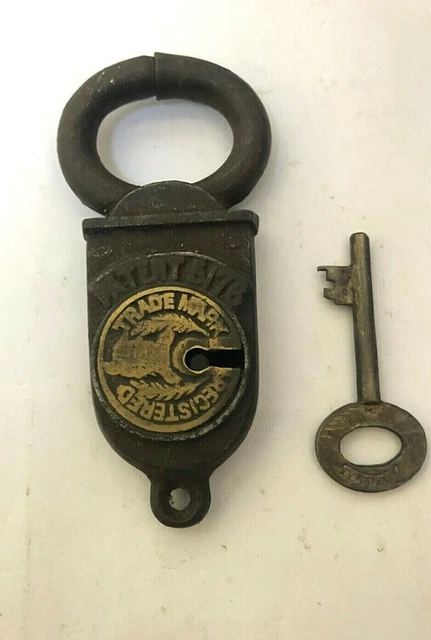 Antikes Altes Eisen „Patent 5176“ Vorhängeschloss In Krabbenform Mit...