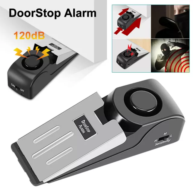 Door Stop Alarm Wireless Home Travel Security Portable Safety Wedge Stopper neu