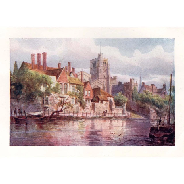MAIDSTONE Kent The Palace & All Saints Church - Antique Print 1910