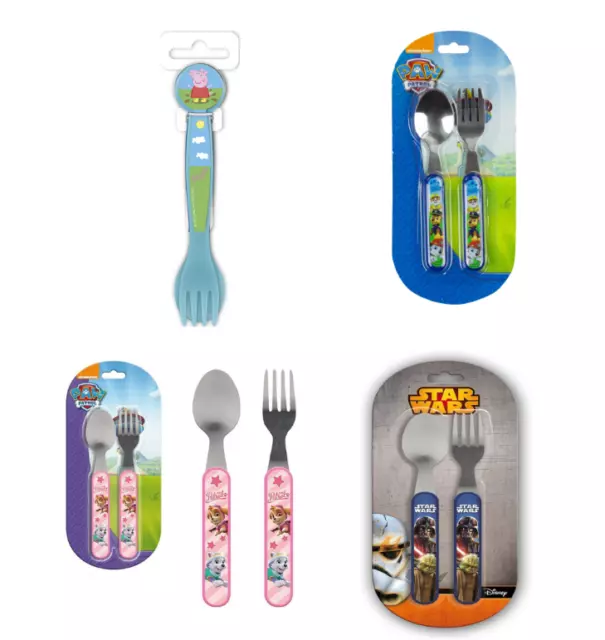 Boys Girls Cutlery Set Stainless Steel Plastic Fork Spoon For Kids and Childrens