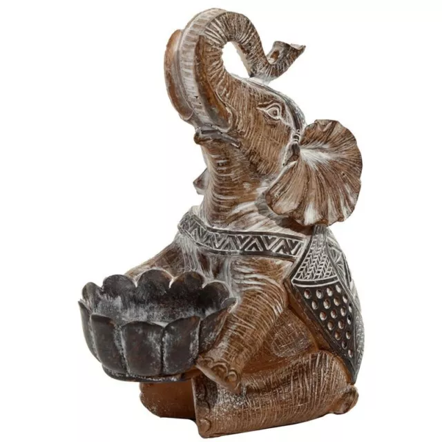 Deko Teelichthalter ''Lucky Elephant'' -sitzender Elefant mit Opferschale- 14cm