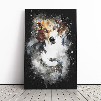 Beagle Dog Paint Splash Canvas Wall Art Framed Poster Print Picture
