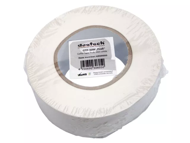 Profi Gaffa Tape 50mm x 50m Gewebe-Klebeband Panzer-Band-Tape Stagetape, weiß