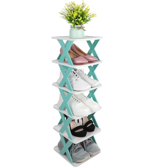 FILP Scarpiera A Cassetti Ribaltabili Con 4 Ante E Vano Aperto, Armadio Per Scarpe Stretto Da Ingresso, Capacità 4 Cassetti, Grigio - 2