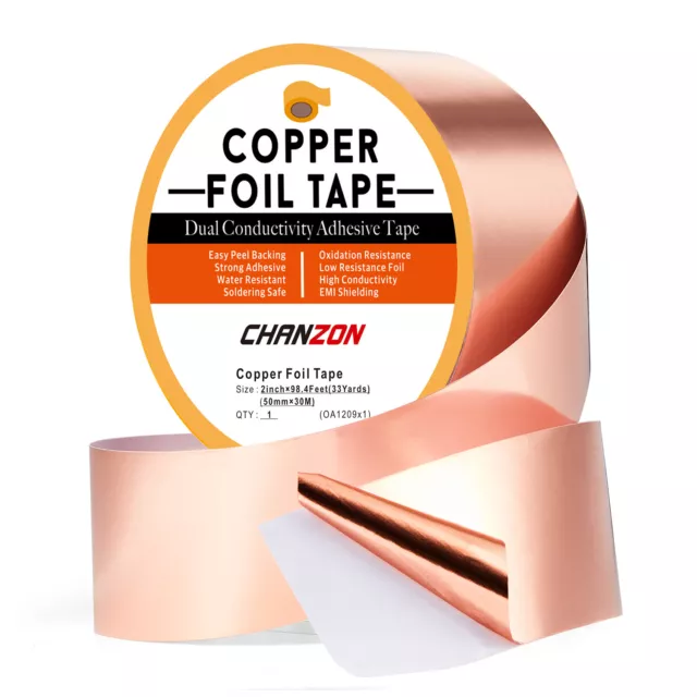 33FT 66FT 98.4FT Copper Foil Tape Conductive Adhesive for Guitars EMI Shielding