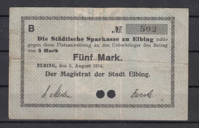 Elbing - Elblag - 5 Mk - 05.08.1914 - Dießner 91.4? - Kn 0 5/32in 3st 2-fach