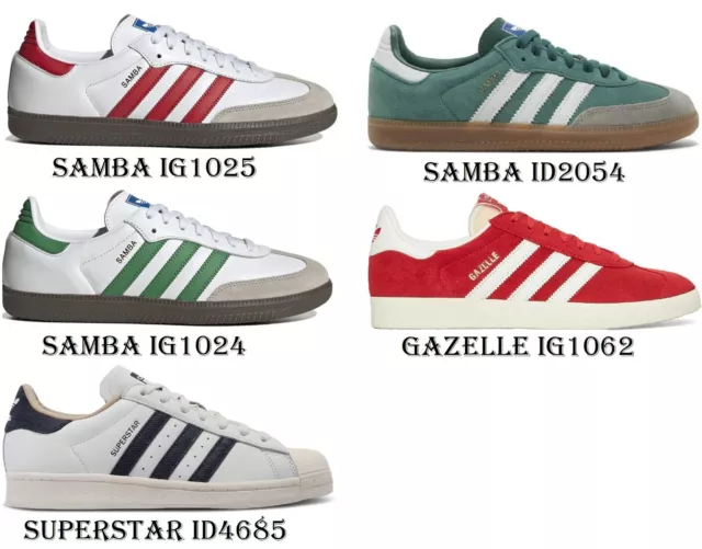 Scarpe Adidas Originals Samba Og Gazelle Superstar Bianco Verde Rosso  Uomo