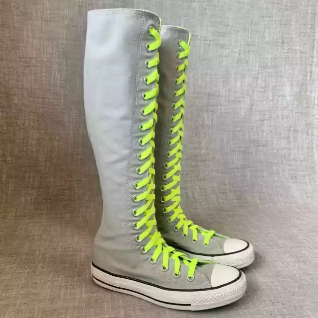 CONVERSE CTAS XXHI Zipper Knee High Lace Up Sneaker Boot Grey Neon ...