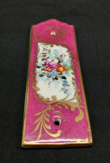 French Door Finger Push Plate Hand Painted Floral Porcelain France