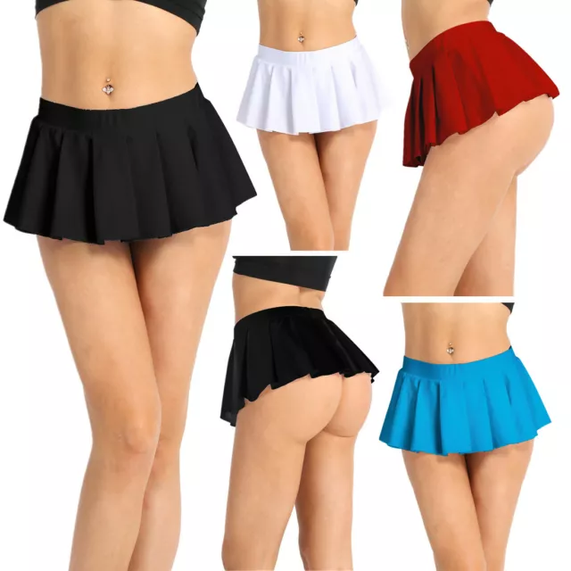 Women Sexy Low Rise Mini Pleated Skirt Clubwear Lady Skater Short Micro Dress