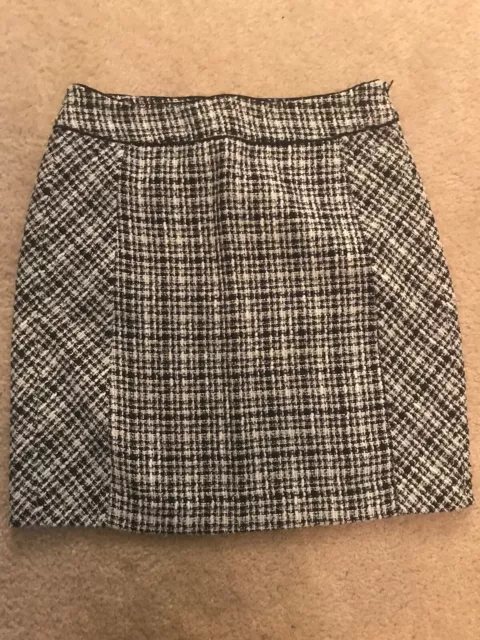 NWT WHITE HOUSE BLACK MARKET Black/White  Wool Blend Pencil Skirt sz 8