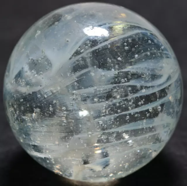 White Veiligglas Vintage Marble Dutch Bug-Eye Wirepull Type 3, 50's 27/32 ''.