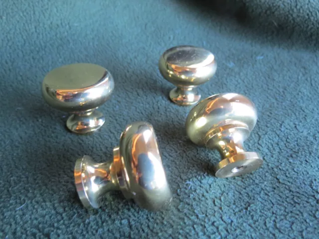 Four Brass (gold) Cabinet / drawer knobs, EUC, with screws