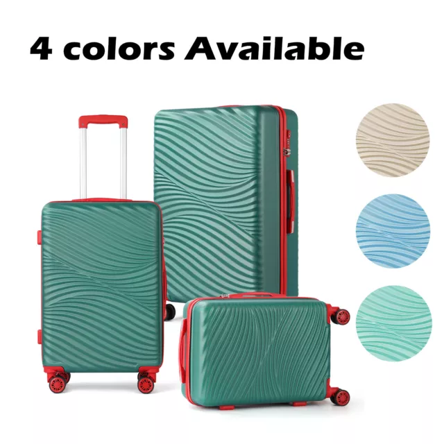 3-Piece Hardside Lightweight Spinner Luggage Set Carry on Travel Bags w/TSA