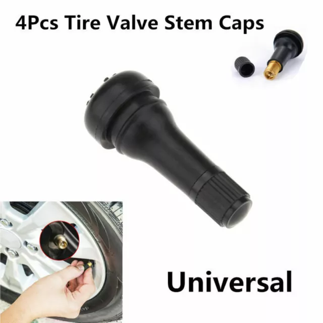 4x Car Motorcycle Bike Wheel Snap In Tubeless Tyre Air Valve Stem&Dust Cap Cover