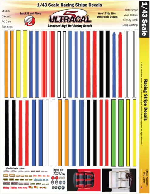 MG 3204 - 1/43 Scale UltraCal High Def Decals Racing Stripes