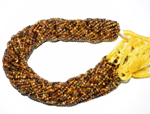 Natural Tiger's Eye Rondelle Faceted Gemstone Loose Beads 3Mm 13"Inch 1 Strand