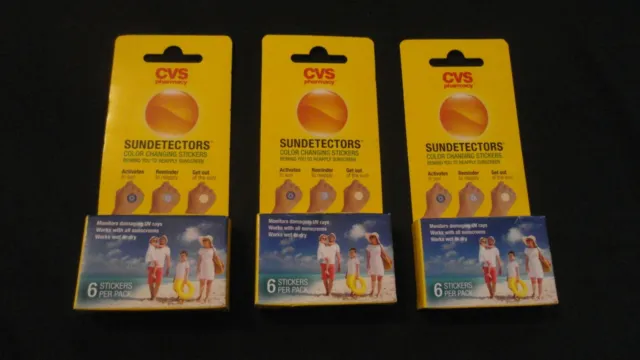 Pegatinas que cambian de color CVS Sundedetectors te recuerdan que vuelvas a aplicar 6 por paquete