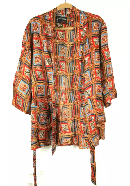 Vtg Roytex Robe Mens Size Large  w/ Tie  Paisley Print Smokig Jacket Mid Century