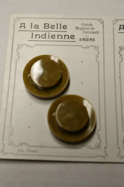 BOUTON   ANCIEN galalithe forme de chapeau  x 2