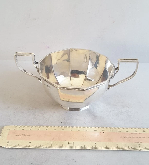 NICE ANTIQUE SOLID SILVER SUGAR BOWL.    137 gms.   HT.      SHEFF. 1923.