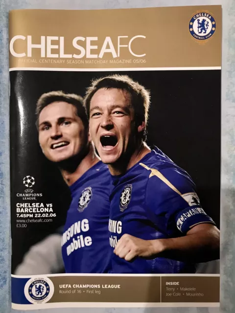 Chelsea vs Barcelona Champions League programme (22/02/2006) - MINT CONDITION