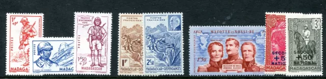 Madagascar 1941-42 números ""Vichy"", 8 sellos como nuevos son cuatro números diferentes