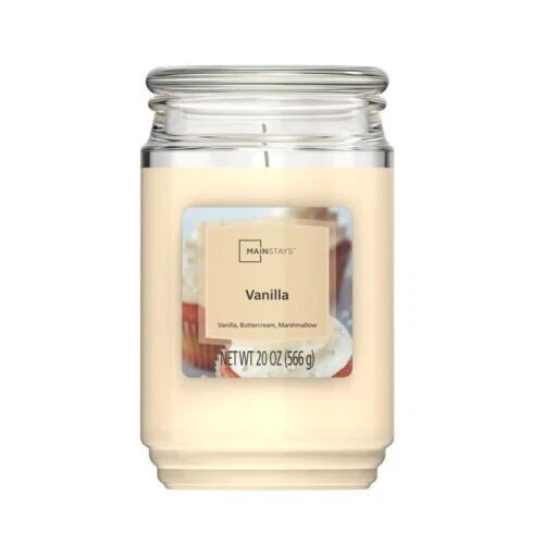 Mainstays Vanilla Scented Single-Wick Large Glass Jar Candle, 20 oz / Free ship/