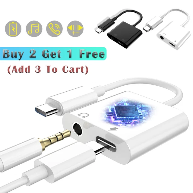 USB TYPE C to 3.5mm Headphone Aux Audio Jack & Charging Cable Adapter