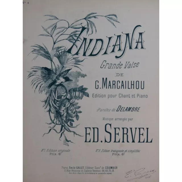 SERVEL Edmond Indiana Chant Piano ca1895