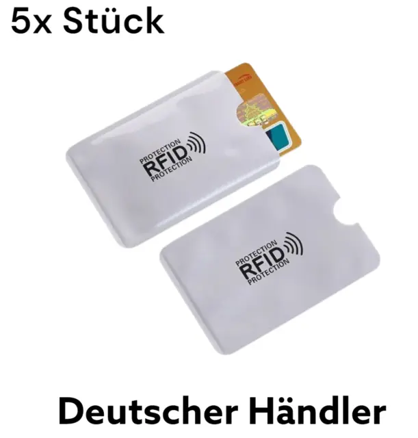 5x RFID Schutzhülle Blocker NFC Datenschutz EC Karte Kreditkarten Silber