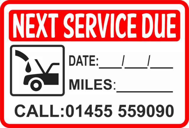 Service Reminder Sticker Personalized With YOUR Number Garage Sticker QTY 100