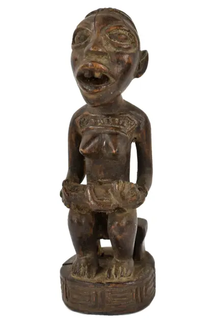 Bakongo Villi Seated Wood Figure With Child Congo