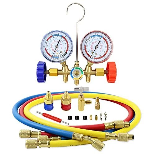 ADAFIRST AC Manifold Gauge Set, 3 Way Car HVAC R134a R404a Freon Diagnostic