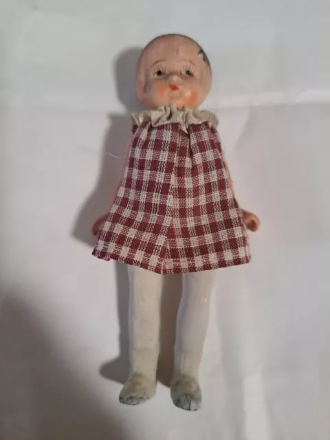 Antique Miniature All Bisque jointed girl Japan 4.5" Patsy Type Doll