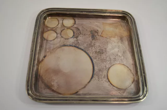 Reed & Barton Silver Soldered Railroad Tray Serving 9" Square 1472 10 Antique