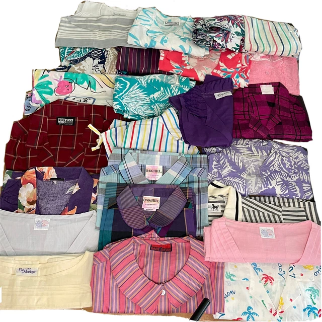 Lot 25 Vintage 90s Short Sleeve Tops Blouses Button Ups Shirts 12-14 M Large