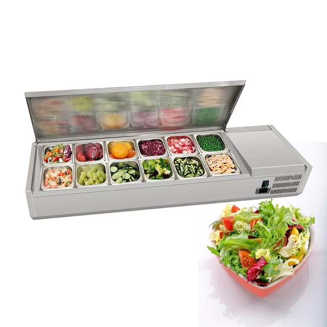 Vaseni Refrigerated Condiment Prep Station Salad Sandwich Refrigerator