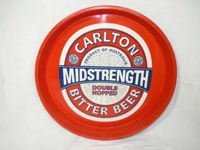 CARLTON MIDSTRENGTH  Bitter Beer METAL PUB BEER TRAY 30.5cm CUB Bar & Mancave GC