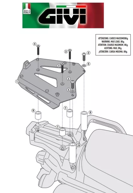 Attacco posteriore yamaha XT 1200Z  ZE Super Tenere 2010 AL 2020 SRA2101 GIVI