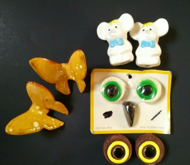 Vintage Macrame  Bead Supplies Crafting Owl Eyes Butterflies Frogs Bear Mice 2