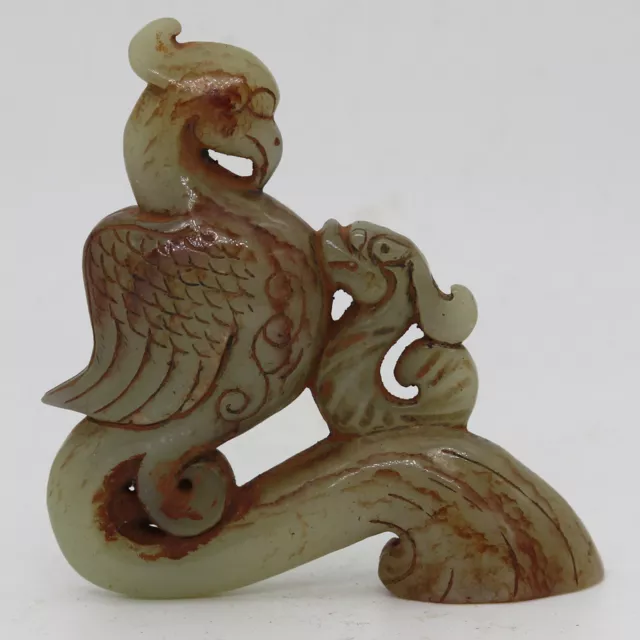 collected Chinese Oriental culture , carve jade phoenix decorations D67
