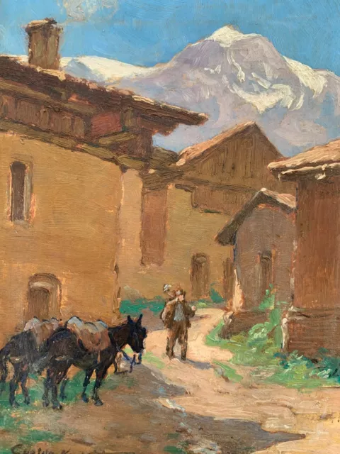 Gaston KNECHT (1875-1968) oil on panel Landscape de Montagne Asnières Paris 3