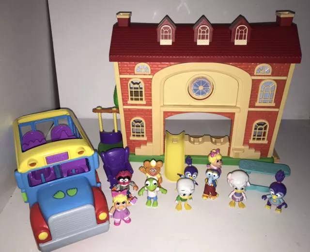 Disney Muppet Babies School Play House, School Bus Toy Set With Extra Figures