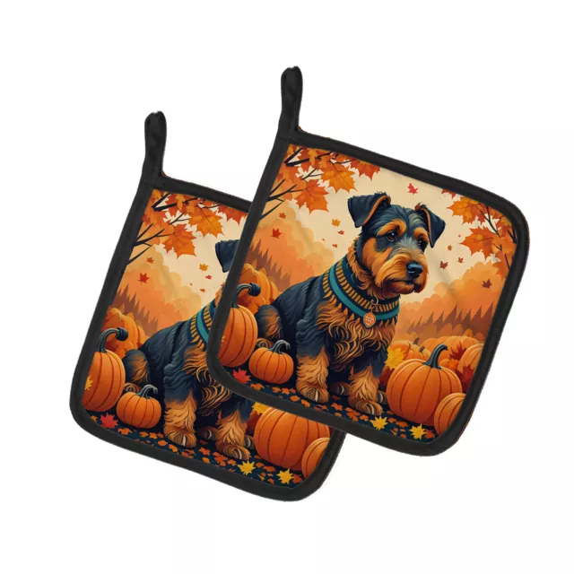 Airedale Terrier Fall Pair of Pot Holders DAC1003PTHD