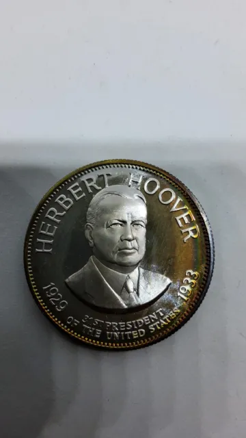 Franklin Mint Sterling Herbert Hoover President Coin 32.3 Grams
